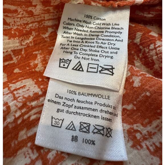 Orange Eddie Bauer Flowy Sheer Blouse XL - Picture 6 of 6